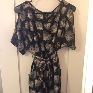 Floral print black dress